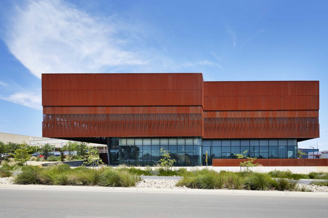 A panoramic view of significant architectural buildings in Adelaide captured through architectural photography, showcasing the city's diverse architectural landscape.