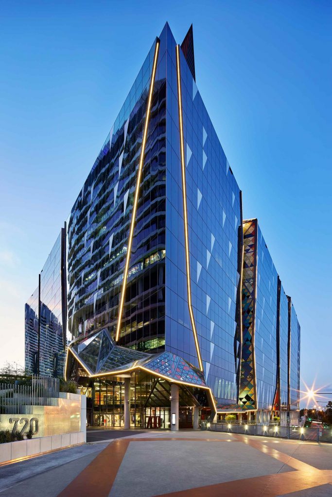 Exterior view of the NAB head office building in Melbourne, Australia.