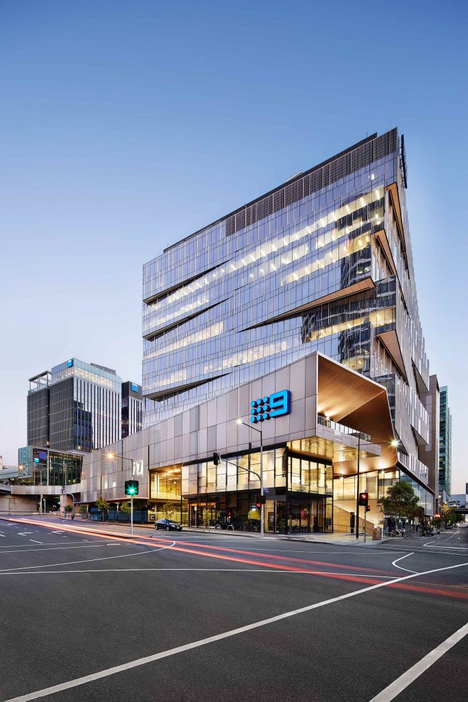 Exterior view of the Channel Nine office building in Melbourne, Australia.