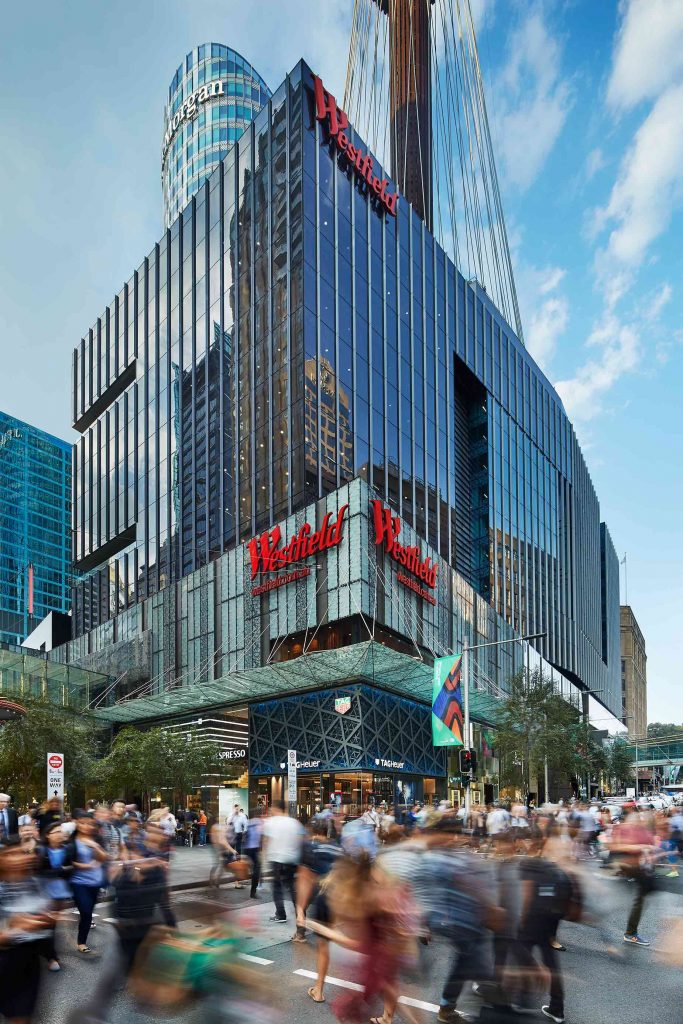 Exterior view of Westfield Sydney, a major shopping hub in the heart of the city.