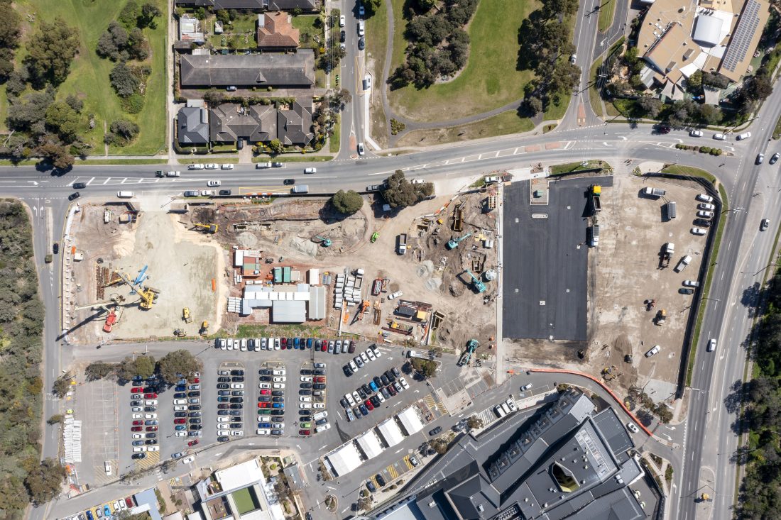 Aerial view of a construction site captured by an aerial photographer.