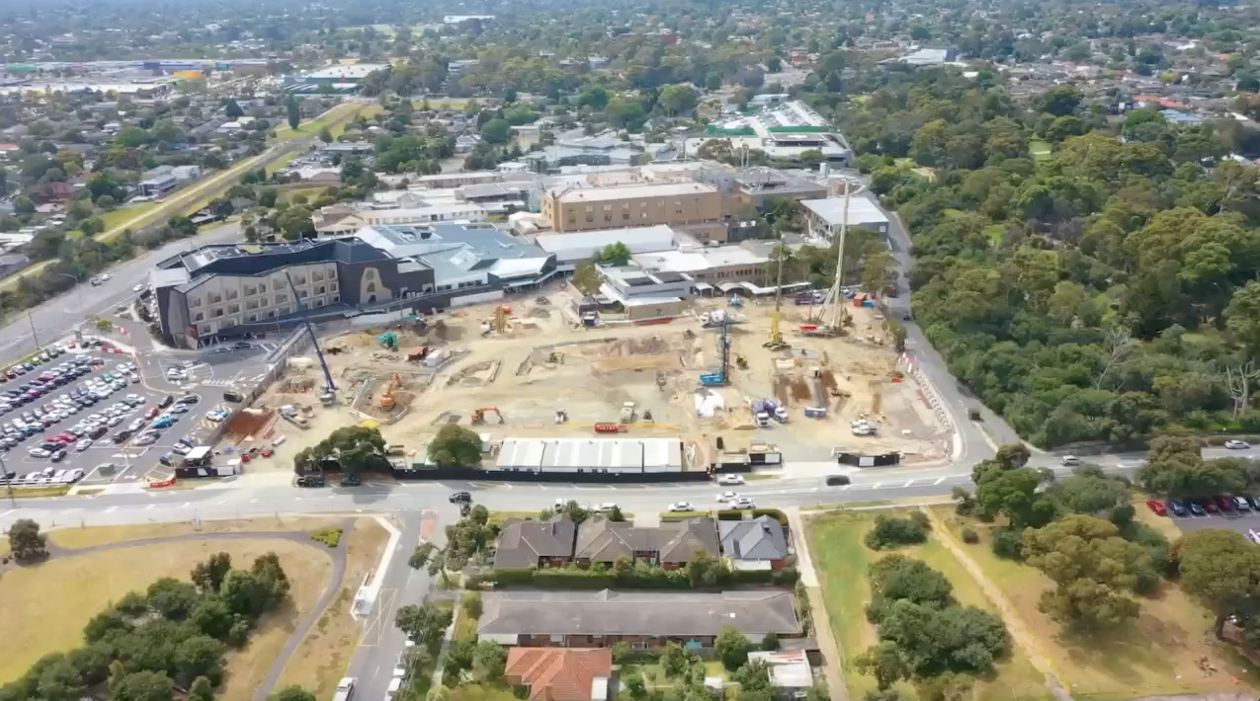Construction photography of the Frankston Hospital site