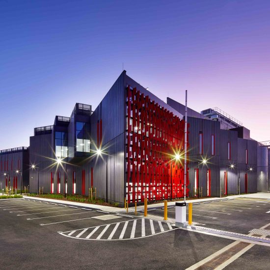 Commercial property photography. Exterior architecture photography of industrial data centre building.