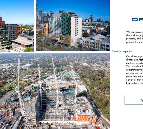 A drone capturing high-resolution aerial footage of a construction site, showcasing workers, machinery, and overall project progress.